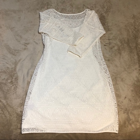 Express White Lace 3/4 Sleeve Dress - Picture 5 of 7
